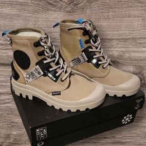 Palladium Tan and Black High-Top Boots